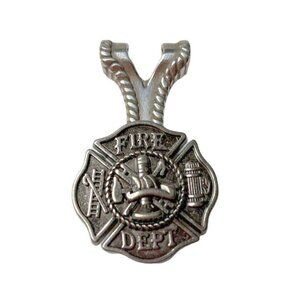 Silver Firefighter First Responder Maltese Cross Concho Necklace Pendant NWOT